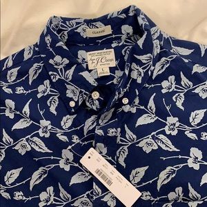 Blue Floral Printed Classic Fit Button Up